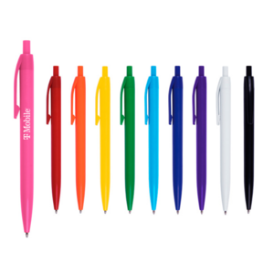 A2567, BOLIGRAFO MAYA. Bolígrafo promocional de plástico con cuerpo y clip de color. Mecanismo de click.