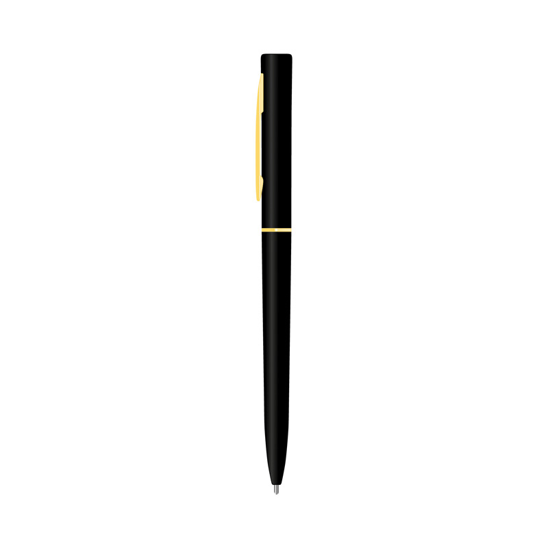 Y141, Bolígrafo Y 141. Clásico diseño en color negro. Mecanismo giratorio con sutiles detalles dorados.