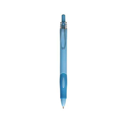 BP-2809, Bolígrafo de Plástico de color sólido con clip transparente y grip de goma